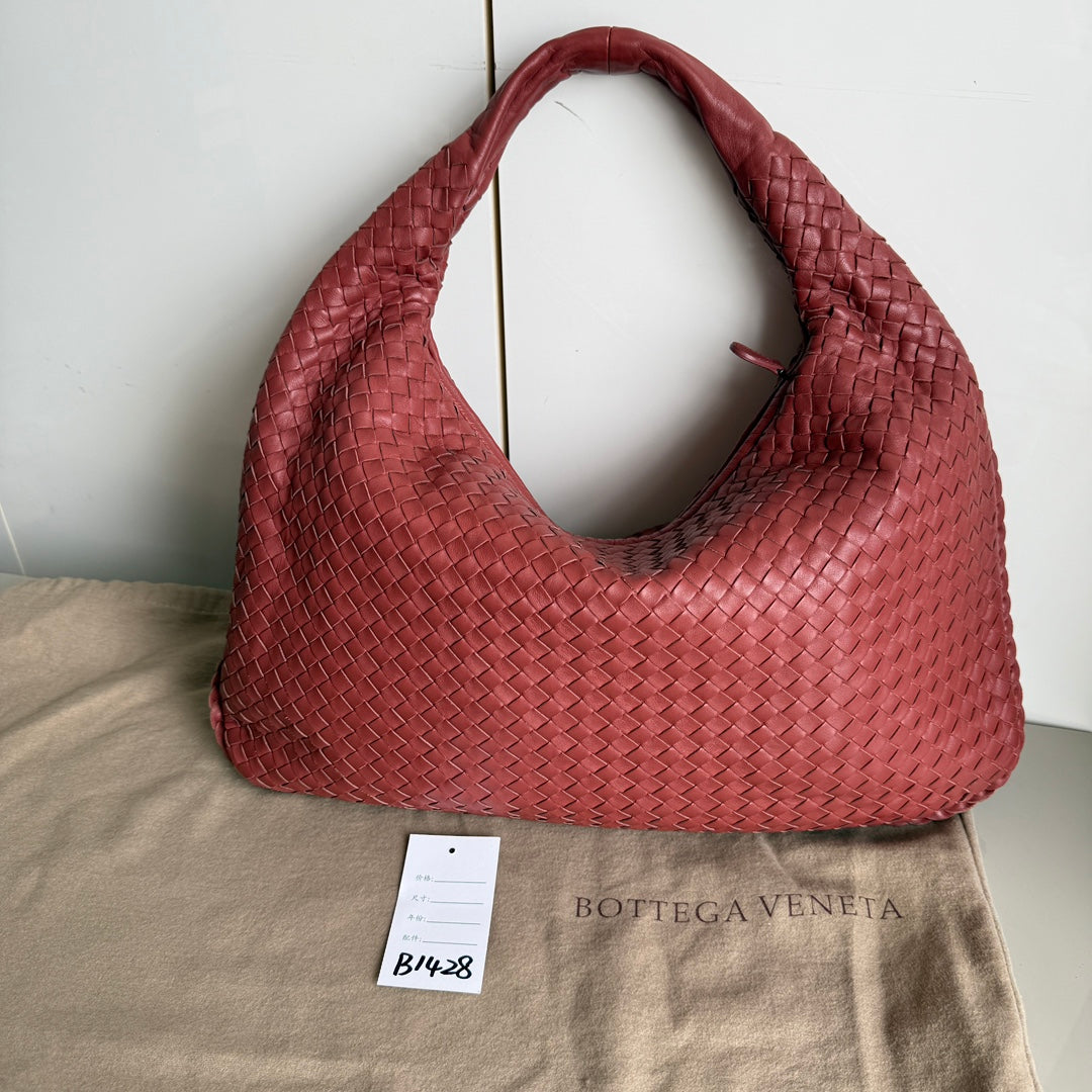 Bottega Veneta Veneta Hobo Medium Brick Red Intrecciato Leather Bag 47cm-Luxbags