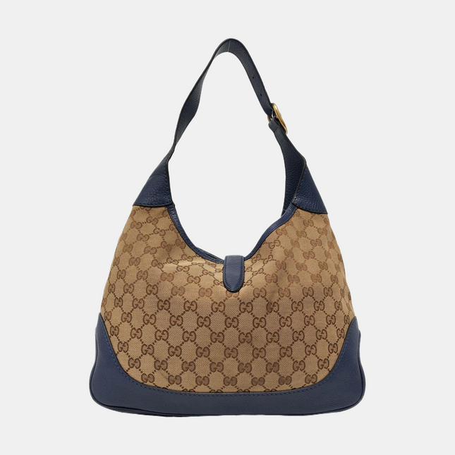 Gucci Jackie 1961 Soft Medium Navy Leather and Monogram