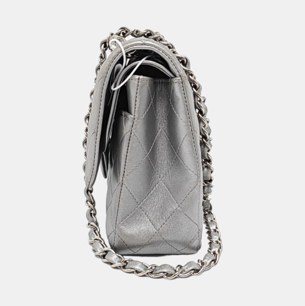 Chanel Classic Flap Medium Silver Grey Lambskin Leather Silver Chanel Classic Flap Medium Silver Grey Lambskin Leather Silver