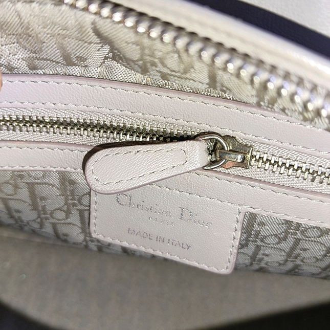 Lady Dior Medium Grey Lambskin Leather Silver Hardware Leather Strap