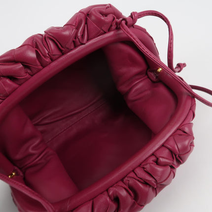 Bottega Veneta Pouch Mini Intrecciato Burgundy Lambskin Leather Crossbody Bag
