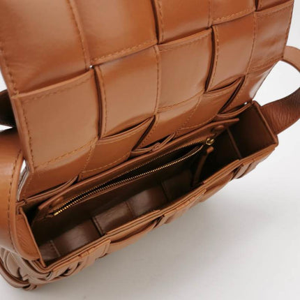 Bottega Veneta Brick Cassette Small Tan Brown Leather Crossbody Bag