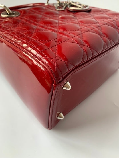 Sold Lady Dior Medium Bag Red Patent Leather