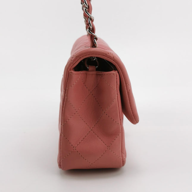Chanel Classic Flap Mini 2016 Pink Lambskin Leather Silver Hardware
