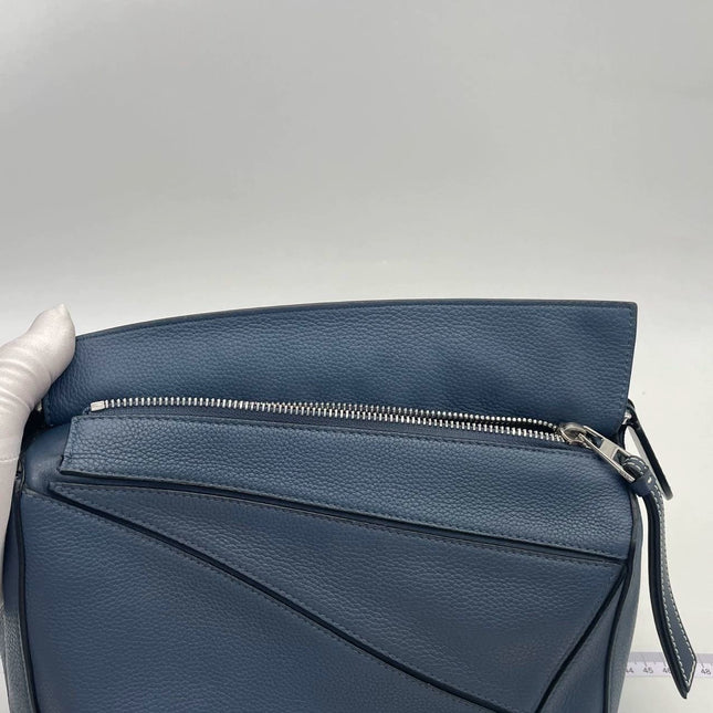 Loewe Puzzle Small Navy Grained Calfskin Leather Bag