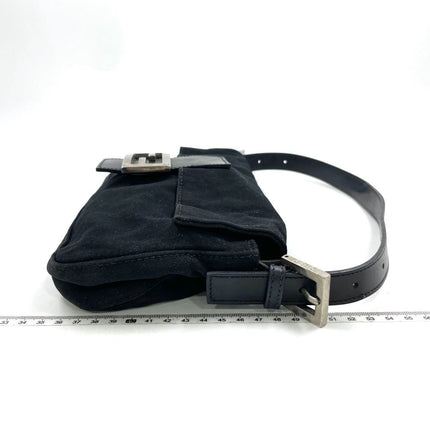 FENDI Baguette Vintage Black Cloth Silver Hardware