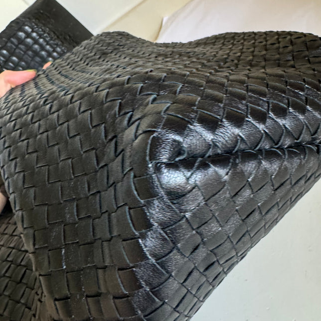 Sold Bottega Veneta Cabat Large Intreccio Leather Tote Bag Black 40cm