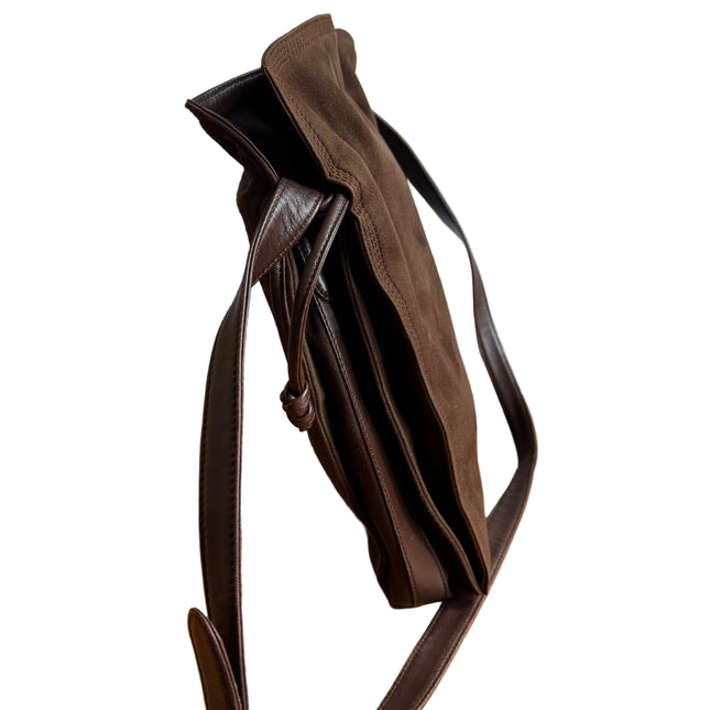 Loewe Flamenco Medium Brown Suede Leather Shoulder Bag 28cm