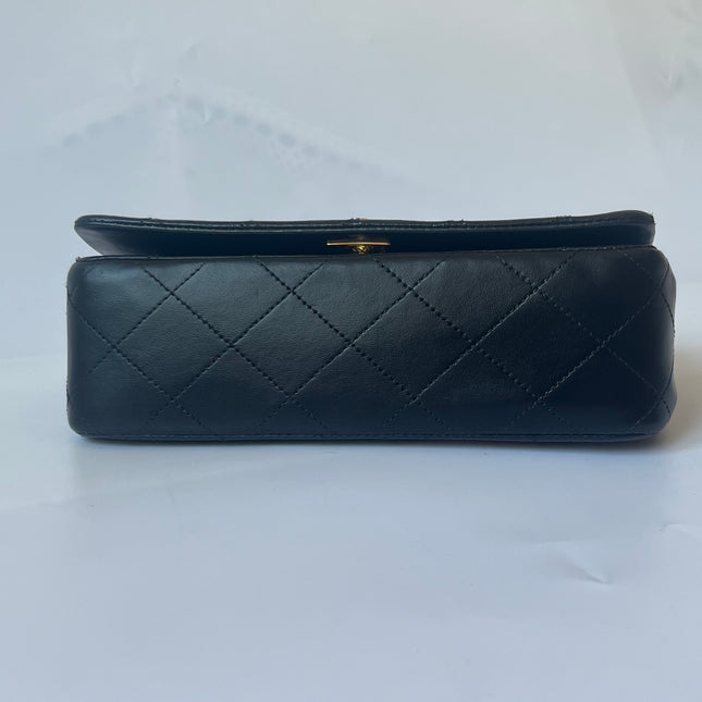 Chanel Classic Flap Mini Vintage 1989-1991 Black Lambskin Leather with 24k Gold Hardware