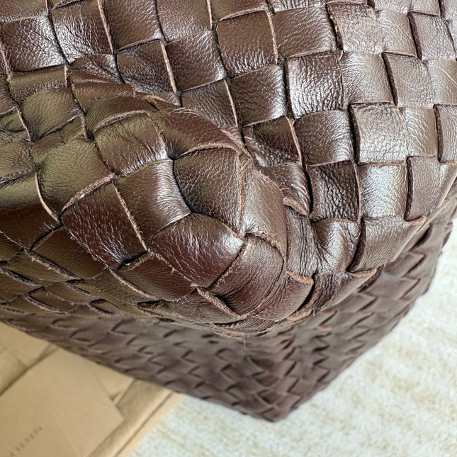 Bottega Veneta Cesta Shopper Tote Intrecciato Dark Brown Leather Large 50cm