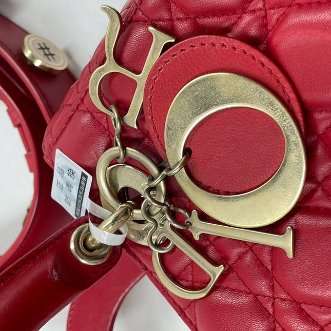 Sold Lady Dior Small My Abcdior Red Lambskin Cannage Leather