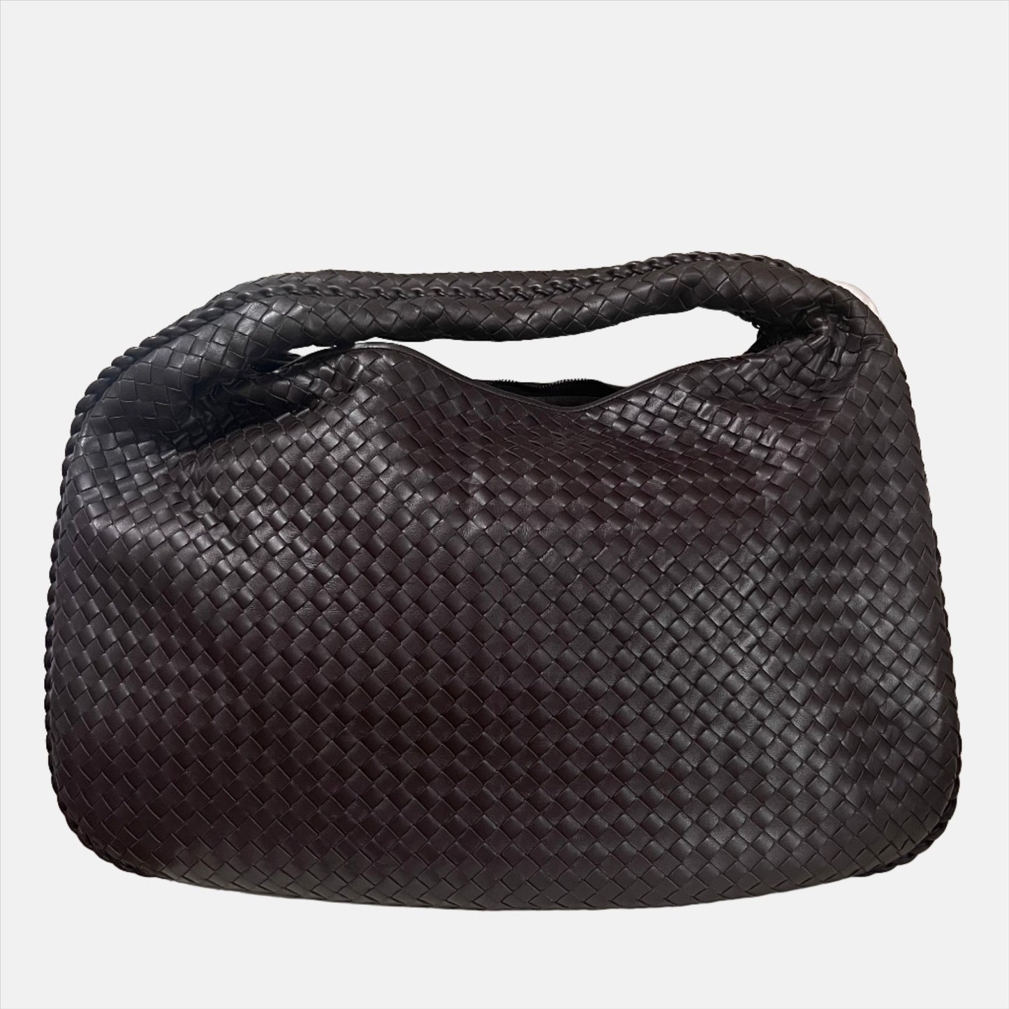 Sold Bottega Veneta Hobo Bag Large Chocolate Brown Lambskin leather 53cm Woven Handle