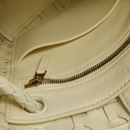 Bottega Veneta Andiamo Small Butter Yellow Fish Scale Patent Leather Handbag