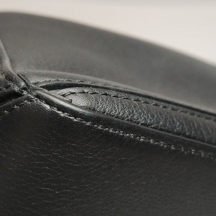 Loewe Puzzle Small Black Grained Leather White Logo