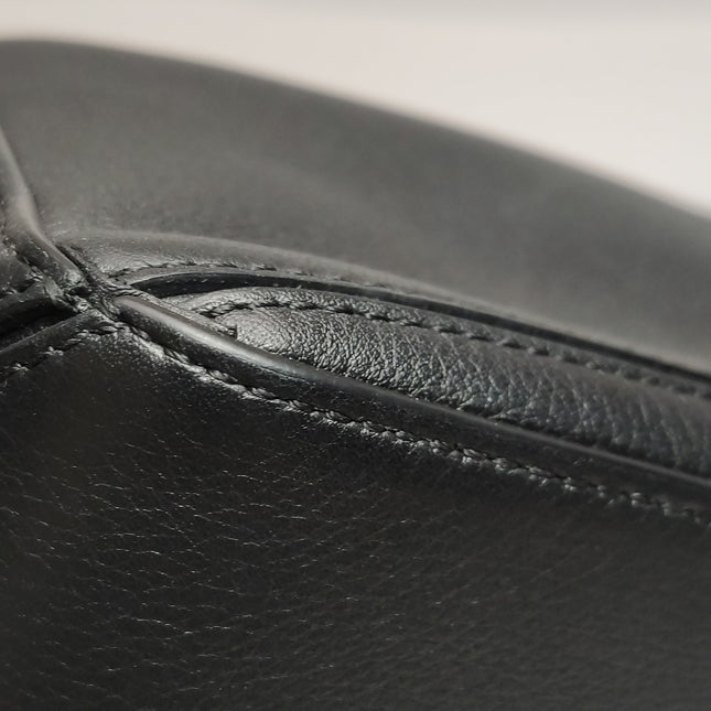 Loewe Puzzle Small Black Grained Leather White Logo