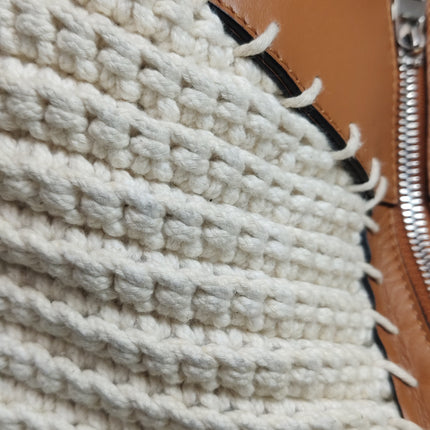 Loewe Hammock Small Brown Leather Knit Top Handle Crossbody Bag