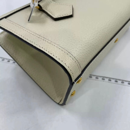 Gucci Diana Small East West Cream White Leather Bag Bamboo Handle with Strap