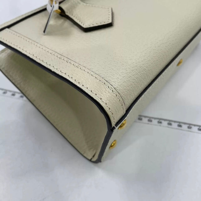 Gucci Diana Small East West Cream White Leather Bag Bamboo Handle with Strap
