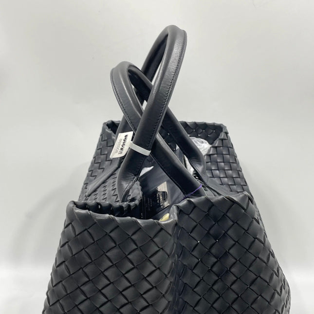 Bottega Veneta Cabat Large Intreccio Leather Tote Bag Black 40cm