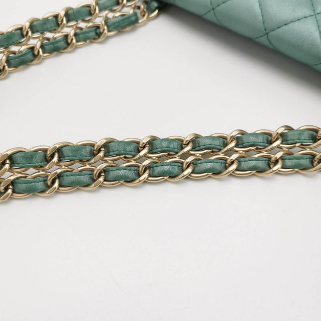 Chanel Classic Flap 2011 Large Teal Green Gem CC Turn lock