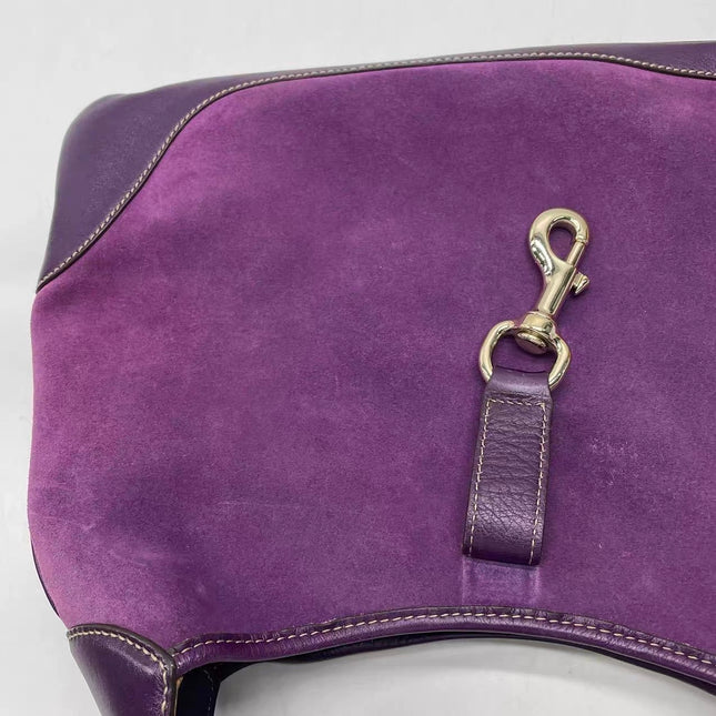 Gucci Jackie Vintage Large Purple Suede Leather Ringlets Decoration