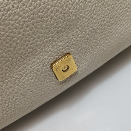 Fendi Baguette Selleria Medium Off White Cream Calfskin Leather Crossbody Bag Medium