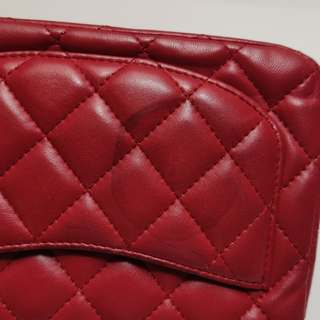 Chanel Classic Flap Mini Square Red Lambskin Leather Gold Hardware