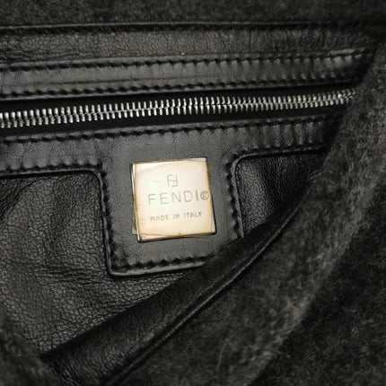 Sold Fendi Baguette Bag Grey Wool Zucca Print Shoulder Bag