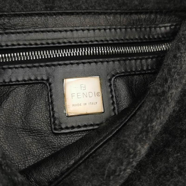 Sold Fendi Baguette Bag Grey Wool Zucca Print Shoulder Bag