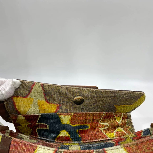 Dior Limited Edition Rare Columnbus Dior Strict Chic Brown Multicolor Velvet Bag