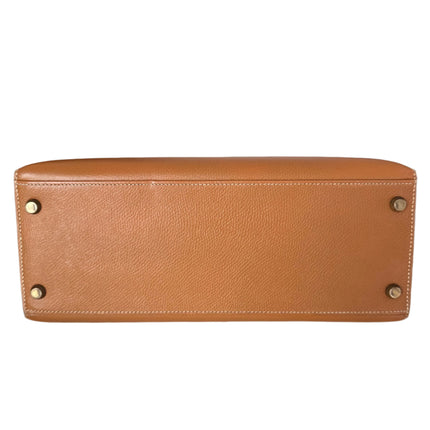 Hermes Kelly 28 Sellier Brown Gold Epsom Leather Gold Hardware 1985
