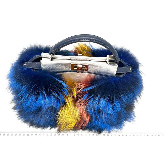 Fendi Peekaboo Mini Fox Fur Blue Limited Edition 2014