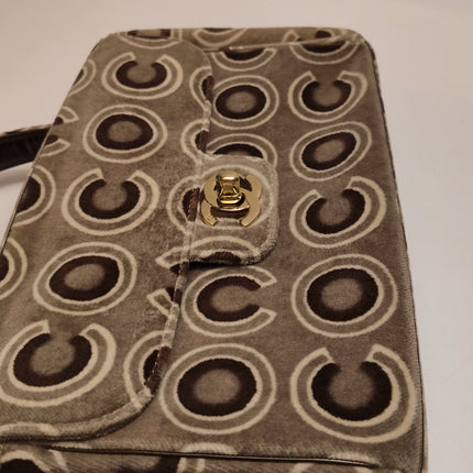 Chanel 2002 Coco Flap Top Handle Box Bag Velvet Grey