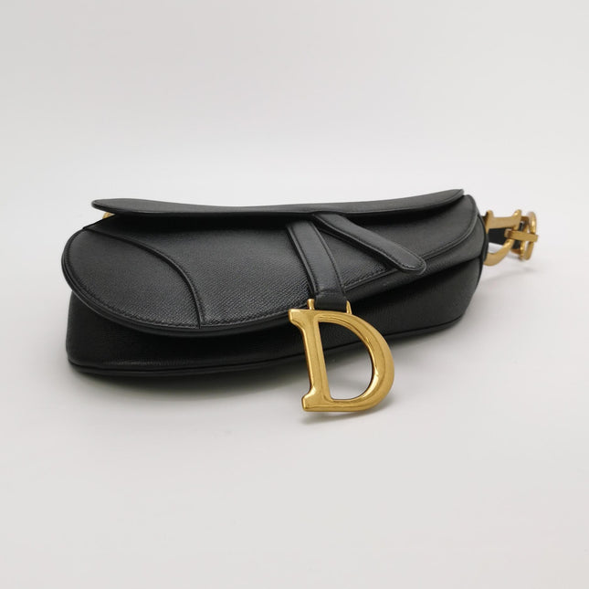 Dior Saddle 2020 Medium Grained Calfskin Leather Bag Black