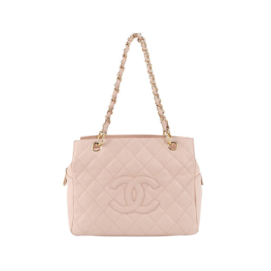 Chanel PST Petite Shopping Tote Pale Pink Caviar Leather Chain Bag-Luxbags