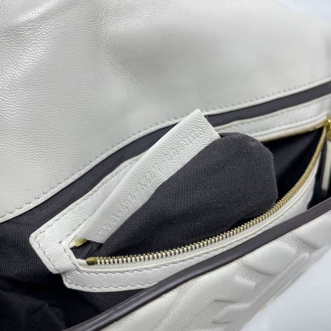 Sold FENDI Baguette White Leather 3D FF Motif Crossbody