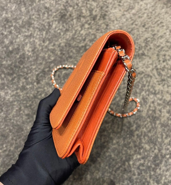 Sold Chanel Wallet on Chain WOC Double CC Orange Caviar Leather