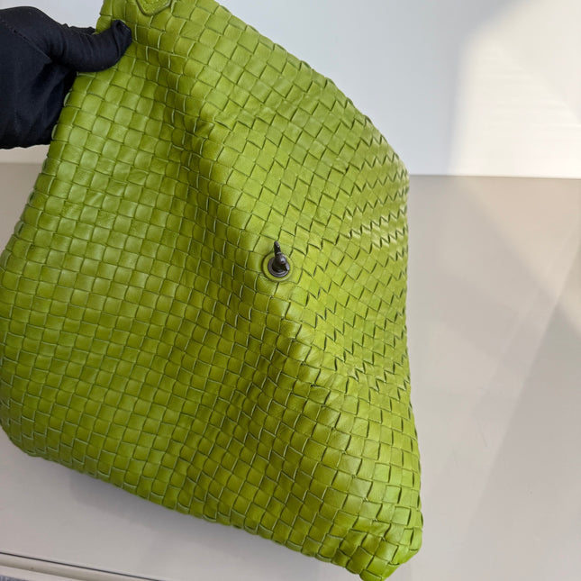 Bottega Veneta Maxi Convertible Tote Bag Hobo Green Leather Two-way Carry 52cm