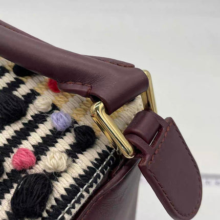 Loewe x Albers Puzzle Small Multicolor Woven Wool and Leather with Pompoms Crossbody Bag