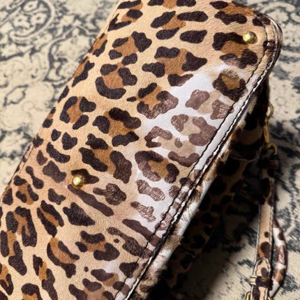 Prada Cheetah Print Large Brown Pony-style Calfskin Tote with Strap