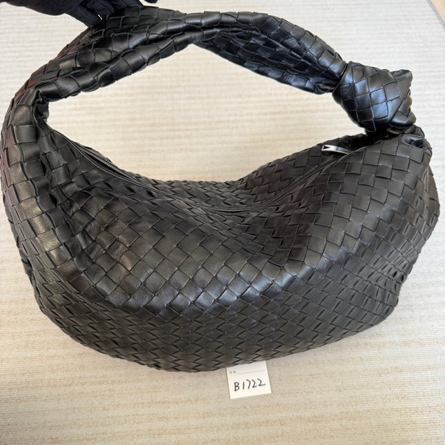 Bottega Veneta Jodie Medium Black Lambskin Leather Silver Hardware