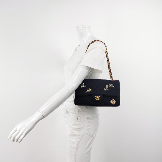 Chanel Medium Classic Double Flap Bag Métiers d'Art Paris-Hamburg 2018 Wool Nautical Charms