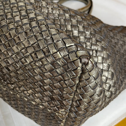 Bottega Veneta Cabat Large Intreccio Deerskin Leather Tote Bag Gold