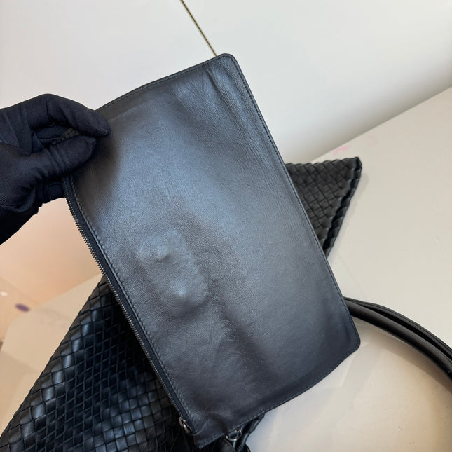 Sold Bottega Veneta Cabat Large Intreccio Leather Tote Bag Black 40cm
