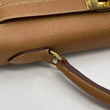 Hermes Kelly 32 Sellier Vintage Gold Epsom Leather Gold Hardware With Strap 1990