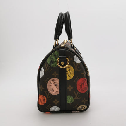Louis Vuitton Speedy 25 Bandouliere Fornasetti Louvre Stamps