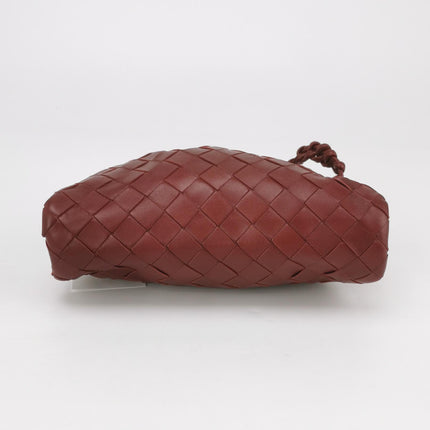 Bottega Veneta Pouch Mini Intrecciato Burgundy Lambskin Leather Crossbody Bag