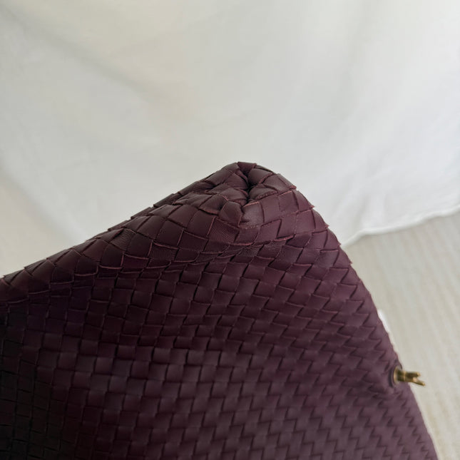 Bottega Veneta Maxi Convertible Tote Bag Wine Burgundy Leather Gold Hardware 50cm