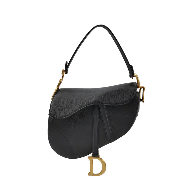 Dior Saddle 2020 Medium Grained Calfskin Leather Bag Black-Luxbags