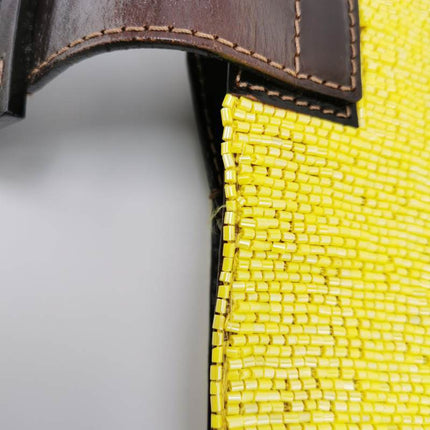 Fendi Lemon Yellow Beaded Top Opening Crossbody Bag
